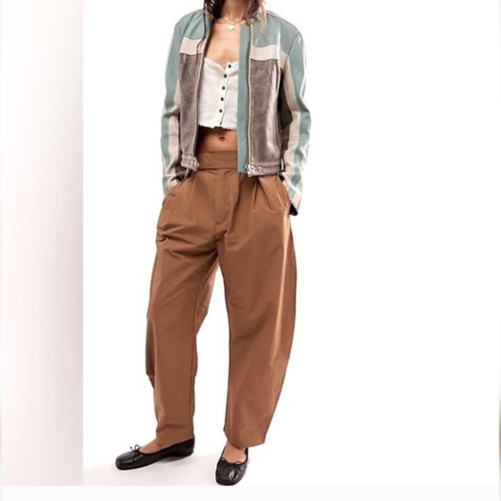 Free People Gabrielle Barrel Trouser Pants In 'Rubber' Color NWT Size 6